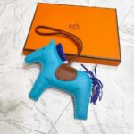 Hermes Rodeo GM Blue Swift Leather Bag Charm #RUUS-41
