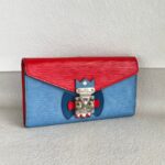 LV Tribal Mask Sarah Wallet Blue /Red Epi Leather with Silver Hardware #RUYE-2
