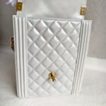 Chanel Boy Buckle Crossbody/Shoulder Bag Pearl White Calf Leather with Silver Hardware #RURL-2 - Image 7