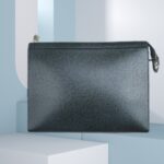 LV Pochette Voyage Black Taiga Leather with Silver Hardware #RUTR-2