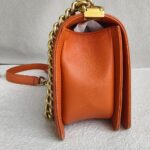 Chanel Boy 24cm Orange Lambskin with Gold Hardware #RUSE-1 - Image 7