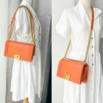 Chanel Boy 24cm Orange Lambskin with Gold Hardware #RUSE-1 - Image 30