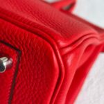 Hermes Birkin 30CM Bi-color Rouge Tomate/Tabac-Camel Clemence Leather with Palladium-Plated Hardware #RUOO-1 - Image 14