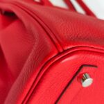 Hermes Birkin 30CM Bi-color Rouge Tomate/Tabac-Camel Clemence Leather with Palladium-Plated Hardware #RUOO-1 - Image 15