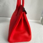 Hermes Birkin 30CM Bi-color Rouge Tomate/Tabac-Camel Clemence Leather with Palladium-Plated Hardware #RUOO-1 - Image 8