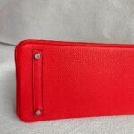 Hermes Birkin 30CM Bi-color Rouge Tomate/Tabac-Camel Clemence Leather with Palladium-Plated Hardware #RUOO-1 - Image 11