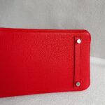 Hermes Birkin 30CM Bi-color Rouge Tomate/Tabac-Camel Clemence Leather with Palladium-Plated Hardware #RUOO-1 - Image 12