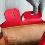 Hermes Birkin 30CM Bi-color Rouge Tomate/Tabac-Camel Clemence Leather with Palladium-Plated Hardware #RUOO-1 - Image 30