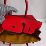 Hermes Birkin 30CM Bi-color Rouge Tomate/Tabac-Camel Clemence Leather with Palladium-Plated Hardware #RUOO-1 - Image 29