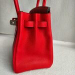 Hermes Birkin 30CM Bi-color Rouge Tomate/Tabac-Camel Clemence Leather with Palladium-Plated Hardware #RUOO-1 - Image 9