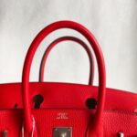 Hermes Birkin 30CM Bi-color Rouge Tomate/Tabac-Camel Clemence Leather with Palladium-Plated Hardware #RUOO-1 - Image 21