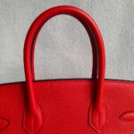 Hermes Birkin 30CM Bi-color Rouge Tomate/Tabac-Camel Clemence Leather with Palladium-Plated Hardware #RUOO-1 - Image 23