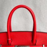 Hermes Birkin 30CM Bi-color Rouge Tomate/Tabac-Camel Clemence Leather with Palladium-Plated Hardware #RUOO-1 - Image 22