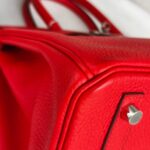 Hermes Birkin 30CM Bi-color Rouge Tomate/Tabac-Camel Clemence Leather with Palladium-Plated Hardware #RUOO-1 - Image 16