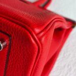 Hermes Birkin 30CM Bi-color Rouge Tomate/Tabac-Camel Clemence Leather with Palladium-Plated Hardware #RUOO-1 - Image 13