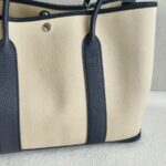 Hermes Garden Party 36cm Navy Blue/Beige Canvas with Leather and Palladium Hardware #RUSY-1 - Image 5