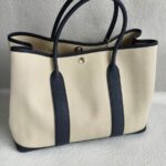 Hermes Garden Party 36cm Navy Blue/Beige Canvas with Leather and Palladium Hardware #RUSY-1 - Image 3