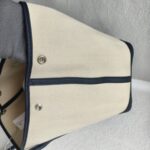 Hermes Garden Party 36cm Navy Blue/Beige Canvas with Leather and Palladium Hardware #RUSY-1 - Image 9