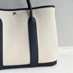 Hermes Garden Party 36cm Navy Blue/Beige Canvas with Leather and Palladium Hardware #RUSY-1 - Image 7