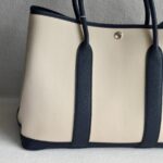 Hermes Garden Party 36cm Navy Blue/Beige Canvas with Leather and Palladium Hardware #RUSY-1 - Image 6