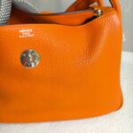 Hermes Lindy 34 Orange Clemence Leather with Palladium-plated Hardware #RUST-1 - Image 4