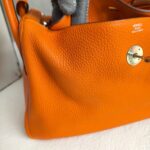 Hermes Lindy 34 Orange Clemence Leather with Palladium-plated Hardware #RUST-1 - Image 3