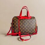 LV Retiro Brown Monogram Coated Canvas with Red Leather and Gold Hardware #RCLU-1