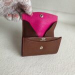 Hermes Coin /Card Purse Brown Mysore Leather #RUUS-27 - Image 6
