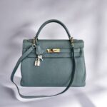 Hermes Kelly 32 Grey Clemence Leather with Palladium Plated Hardware #RCEC-1