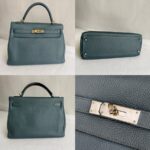 Hermes Kelly 32 Grey Clemence Leather with Palladium Plated Hardware #RCEC-1 - Image 3