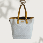 Gucci Tote Yellow/White Canvas with Leather and Gold Hardware #GULYT-4