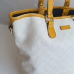 Gucci Tote Yellow/White Canvas with Leather and Gold Hardware #GULYT-4 - Image 2