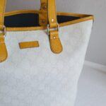 Gucci Tote Yellow/White Canvas with Leather and Gold Hardware #GULYT-4 - Image 3