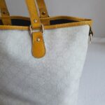 Gucci Tote Yellow/White Canvas with Leather and Gold Hardware #GULYT-4 - Image 8