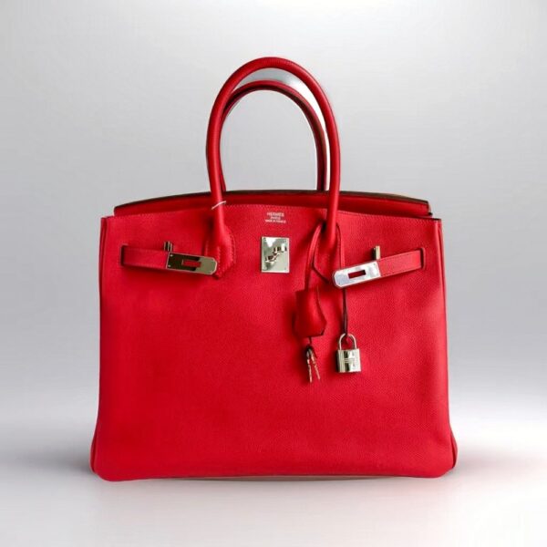 Hermes Birkin 35cm Rouge Casaque Clemence Leather with Palladium Plated Hardware #RCYR-1