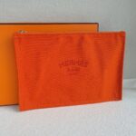 Hermes Pouch Orange Canvas with Palladium Plated Hardware #RCLR-5
