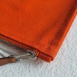 Hermes Pouch Orange Canvas with Palladium Plated Hardware #RCLR-5 - Image 6