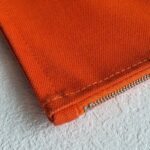 Hermes Pouch Orange Canvas with Palladium Plated Hardware #RCLR-5 - Image 7