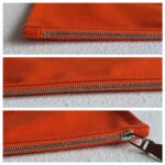 Hermes Pouch Orange Canvas with Palladium Plated Hardware #RCLR-5 - Image 4