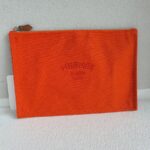 Hermes Pouch Orange Canvas with Palladium Plated Hardware #RCLR-5 - Image 2