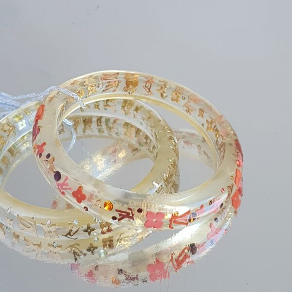 LV Beige Clear Monogram Flower Inclusion Bangle #RUUS-105