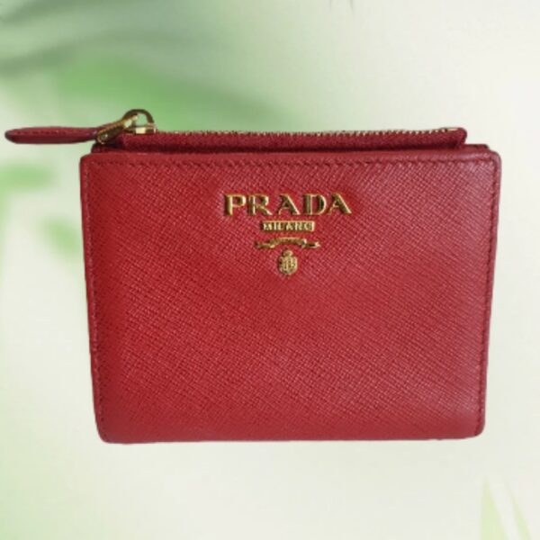 Prada Wallet Red Saffiano Leather with Gold Hardware #RCOS-7