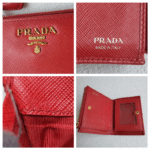 Prada Wallet Red Saffiano Leather with Gold Hardware #RCOS-7 - Image 14