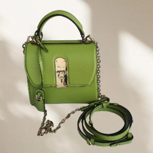 Salvatore Ferragamo 2way Bag Green Calfskin with Gold Hardware #RUTT-9