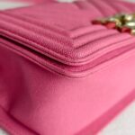 Chanel Boy 20cm Pink Grained Calfskin with Gold Hardware #GULYC-1 - Image 12