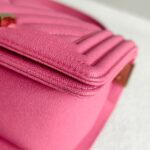 Chanel Boy 20cm Pink Grained Calfskin with Gold Hardware #GULYC-1 - Image 11