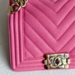 Chanel Boy 20cm Pink Grained Calfskin with Gold Hardware #GULYC-1 - Image 3