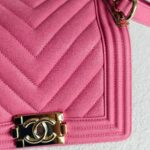 Chanel Boy 20cm Pink Grained Calfskin with Gold Hardware #GULYC-1 - Image 4