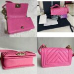 Chanel Boy 20cm Pink Grained Calfskin with Gold Hardware #GULYC-1 - Image 2