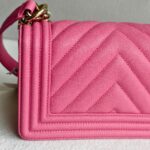 Chanel Boy 20cm Pink Grained Calfskin with Gold Hardware #GULYC-1 - Image 5